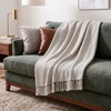 image:imageAmericanflat 50x60 Throw Blanket  Soft and Breathable Cotton Throw Blanket for Couch Bed Chair  Decorative Blankets Perfect for Home or Outdoor Use  Navy Blue and White Herringbone DesignCream Beige Birds Eye