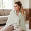 image:imageAmericanflat 50x60 Throw Blanket  Soft and Breathable Cotton Throw Blanket for Couch Bed Chair  Decorative Blankets Perfect for Home or Outdoor Use  Navy Blue and White Herringbone DesignZaina Seafoam and White Herringbone