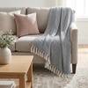 image:imageAmericanflat 50x60 Throw Blanket  Soft and Breathable Cotton Throw Blanket for Couch Bed Chair  Decorative Blankets Perfect for Home or Outdoor Use  Navy Blue and White Herringbone DesignZaina Dark Navy and White Herringbone