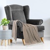 image:imageAmericanflat 50x60 Throw Blanket  Soft and Breathable Cotton Throw Blanket for Couch Bed Chair  Decorative Blankets Perfect for Home or Outdoor Use  Navy Blue and White Herringbone DesignOmala Mustard and Cream Mini Diamond