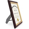 image:imageAmericanflat 85x11 Diploma Frame  Mahogany amp Silver  Ornate beaded accents Shatterresistant glass displays diplomas certificates and documents sawtooth hangers includedMahogany  Gold