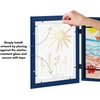 image:imageAmericanflat 85x11 Paintable Kids Art Frame  White  Paintyourown canvas border with 12 paints and 2 brushes frontloading frame holds 100 artworks for wall or tabletopNavy