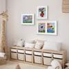 image:imageAmericanflat 85x11 SlideIn Kids Art Frame  White  Holds 25 artworks with builtin storage behind one display opening keyholes for horizontal or vertical hanging