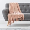 image:imageAmericanflat Chenille Throw Blanket in Dark Blue  Breathable Polyester with Decorative Fringe  Wrinkle and Fade Resistant  50 x 60Blush Pink