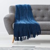 image:imageAmericanflat Chenille Throw Blanket in Dark Blue  Breathable Polyester with Decorative Fringe  Wrinkle and Fade Resistant  50 x 60Dark Blue
