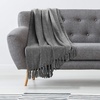 image:imageAmericanflat Chenille Throw Blanket in Dark Blue  Breathable Polyester with Decorative Fringe  Wrinkle and Fade Resistant  50 x 60Dark Grey