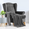 image:imageAmericanflat Chenille Throw Blanket in Dark Blue  Breathable Polyester with Decorative Fringe  Wrinkle and Fade Resistant  50 x 60Dark Grey