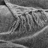 image:imageAmericanflat Chenille Throw Blanket in Dark Blue  Breathable Polyester with Decorative Fringe  Wrinkle and Fade Resistant  50 x 60Dark Grey