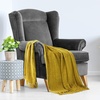 image:imageAmericanflat Chenille Throw Blanket in Dark Blue  Breathable Polyester with Decorative Fringe  Wrinkle and Fade Resistant  50 x 60Mustard