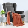 image:imageAmericanflat Chenille Throw Blanket in Dark Blue  Breathable Polyester with Decorative Fringe  Wrinkle and Fade Resistant  50 x 60Peach