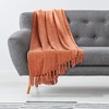 image:imageAmericanflat Chenille Throw Blanket in Dark Blue  Breathable Polyester with Decorative Fringe  Wrinkle and Fade Resistant  50 x 60Peach