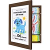 image:imageAmericanflat 85x11 Paintable Kids Art Frame  White  Paintyourown canvas border with 12 paints and 2 brushes frontloading frame holds 100 artworks for wall or tabletopWalnut