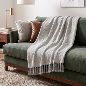 image:imageAmericanflat 50x60 Throw Blanket  Soft and Breathable Cotton Throw Blanket for Couch Bed Chair  Decorative Blankets Perfect for Home Office or Outdoor Use  Grey and White Mini Diamond DesignOmala White and Grey Mini Diamond