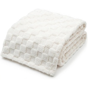 image:imageAmericanflat 50x60 Throw Blanket  Soft and Breathable Cotton Throw Blanket for Couch Bed Chair  Decorative Blankets Perfect for Home or Outdoor Use  Cloud Grey and White Mini Diamond DesignCream