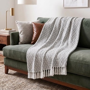 image:imageAmericanflat 50x60 Throw Blanket  Soft and Breathable Cotton Throw Blanket for Couch Bed Chair  Decorative Blankets Perfect for Home or Outdoor Use  Cloud Grey and White Mini Diamond DesignOmala Cloud Grey and White Mini Diamond