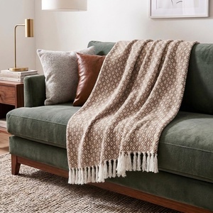 image:imageAmericanflat 50x60 Throw Blanket  Soft and Breathable Cotton Throw Blanket for Couch Bed Chair  Decorative Blankets Perfect for Home or Outdoor Use  Navy Blue and White Herringbone DesignOmala Mustard and Cream Mini Diamond