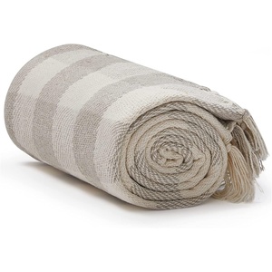 image:imageAmericanflat 50x60 Throw Blanket  Soft and Breathable Cotton Throw Blanket for Couch Bed Chair  Decorative Blankets Perfect for Home or Outdoor Use  Navy Blue and White Herringbone DesignCream  Beige Plaid