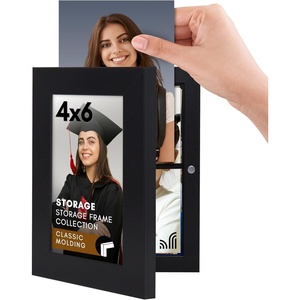 image:imageAmericanflat 8x10 Picture Frame  Engineered Wood  Black  Quickchange storage holds 35 photos Shatterresistant glass hanging hardware included fits photos and artBlack