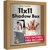 image:imageAmericanflat 11x11 Shadow Box Frame with ShatterResistant Glass  Silhouette Collection  Large Shadow Box Display Case for Tabletop and Wall Display  White with Soft Felt Back  Shatterresistant glass 15 inch interior depth displays keepsakes medals and memorabilia sawtooth hangers includedDark Oak