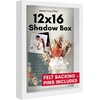 image:imageAmericanflat 11x11 Shadow Box Frame with ShatterResistant Glass  Silhouette Collection  Large Shadow Box Display Case for Tabletop and Wall Display  White with Soft Felt Back  Shatterresistant glass 15 inch interior depth displays keepsakes medals and memorabilia sawtooth hangers includedWhite