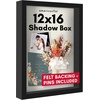 image:imageAmericanflat 11x11 Shadow Box Frame with ShatterResistant Glass  Silhouette Collection  Large Shadow Box Display Case for Tabletop and Wall Display  White with Soft Felt Back  Shatterresistant glass 15 inch interior depth displays keepsakes medals and memorabilia sawtooth hangers includedBlack