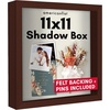 image:imageAmericanflat 11x11 Shadow Box Frame with ShatterResistant Glass  Silhouette Collection  Large Shadow Box Display Case for Tabletop and Wall Display  White with Soft Felt Back  Shatterresistant glass 15 inch interior depth displays keepsakes medals and memorabilia sawtooth hangers includedMahogany