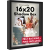 image:imageAmericanflat 11x11 Shadow Box Frame with ShatterResistant Glass  Silhouette Collection  Large Shadow Box Display Case for Tabletop and Wall Display  White with Soft Felt Back  Shatterresistant glass 15 inch interior depth displays keepsakes medals and memorabilia sawtooth hangers includedBlack