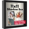 image:imageAmericanflat 11x11 Shadow Box Frame with ShatterResistant Glass  Silhouette Collection  Large Shadow Box Display Case for Tabletop and Wall Display  White with Soft Felt Back  Shatterresistant glass 15 inch interior depth displays keepsakes medals and memorabilia sawtooth hangers includedBlack