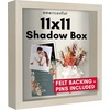 image:imageAmericanflat 11x11 Shadow Box Frame with ShatterResistant Glass  Silhouette Collection  Large Shadow Box Display Case for Tabletop and Wall Display  White with Soft Felt Back  Shatterresistant glass 15 inch interior depth displays keepsakes medals and memorabilia sawtooth hangers includedLight Wood
