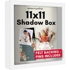 image:imageAmericanflat 11x11 Shadow Box Frame with ShatterResistant Glass  Silhouette Collection  Large Shadow Box Display Case for Tabletop and Wall Display  White with Soft Felt Back  Shatterresistant glass 15 inch interior depth displays keepsakes medals and memorabilia sawtooth hangers includedWhite