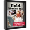 image:imageAmericanflat 11x11 Shadow Box Frame with ShatterResistant Glass  Silhouette Collection  Large Shadow Box Display Case for Tabletop and Wall Display  White with Soft Felt Back  Shatterresistant glass 15 inch interior depth displays keepsakes medals and memorabilia sawtooth hangers includedBlack