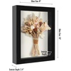 image:imageAmericanflat 11x11 Shadow Box Frame with ShatterResistant Glass  Silhouette Collection  Large Shadow Box Display Case for Tabletop and Wall Display  White with Soft Felt Back  Shatterresistant glass 15 inch interior depth displays keepsakes medals and memorabilia sawtooth hangers includedBlack