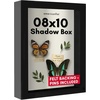 image:imageAmericanflat 11x11 Shadow Box Frame with ShatterResistant Glass  Silhouette Collection  Large Shadow Box Display Case for Tabletop and Wall Display  White with Soft Felt Back  Shatterresistant glass 15 inch interior depth displays keepsakes medals and memorabilia sawtooth hangers includedBlack