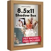 image:imageAmericanflat 11x11 Shadow Box Frame with ShatterResistant Glass  Silhouette Collection  Large Shadow Box Display Case for Tabletop and Wall Display  White with Soft Felt Back  Shatterresistant glass 15 inch interior depth displays keepsakes medals and memorabilia sawtooth hangers includedDark Oak