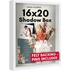 image:imageAmericanflat 11x11 Shadow Box Frame with ShatterResistant Glass  Silhouette Collection  Large Shadow Box Display Case for Tabletop and Wall Display  White with Soft Felt Back  Shatterresistant glass 15 inch interior depth displays keepsakes medals and memorabilia sawtooth hangers includedWhite