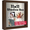 image:imageAmericanflat 11x11 Shadow Box Frame with ShatterResistant Glass  Silhouette Collection  Large Shadow Box Display Case for Tabletop and Wall Display  White with Soft Felt Back  Shatterresistant glass 15 inch interior depth displays keepsakes medals and memorabilia sawtooth hangers includedWalnut