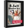 image:imageAmericanflat 11x11 Shadow Box Frame with ShatterResistant Glass  Silhouette Collection  Large Shadow Box Display Case for Tabletop and Wall Display  White with Soft Felt Back  Shatterresistant glass 15 inch interior depth displays keepsakes medals and memorabilia sawtooth hangers includedBlack