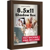 image:imageAmericanflat 11x11 Shadow Box Frame with ShatterResistant Glass  Silhouette Collection  Large Shadow Box Display Case for Tabletop and Wall Display  White with Soft Felt Back  Shatterresistant glass 15 inch interior depth displays keepsakes medals and memorabilia sawtooth hangers includedWalnut