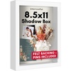 image:imageAmericanflat 11x11 Shadow Box Frame with ShatterResistant Glass  Silhouette Collection  Large Shadow Box Display Case for Tabletop and Wall Display  White with Soft Felt Back  Shatterresistant glass 15 inch interior depth displays keepsakes medals and memorabilia sawtooth hangers includedWhite