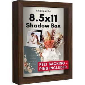 image:imageAmericanflat 11x11 Shadow Box Frame with ShatterResistant Glass  Silhouette Collection  Large Shadow Box Display Case for Tabletop and Wall Display  White with Soft Felt Back  Shatterresistant glass 15 inch interior depth displays keepsakes medals and memorabilia sawtooth hangers includedWalnut