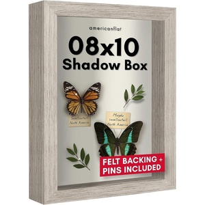 image:imageAmericanflat 11x11 Shadow Box Frame with ShatterResistant Glass  Silhouette Collection  Large Shadow Box Display Case for Tabletop and Wall Display  White with Soft Felt Back  Shatterresistant glass 15 inch interior depth displays keepsakes medals and memorabilia sawtooth hangers includedDriftwood