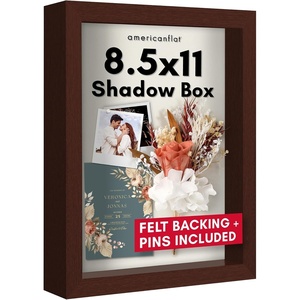 image:imageAmericanflat 11x11 Shadow Box Frame with ShatterResistant Glass  Silhouette Collection  Large Shadow Box Display Case for Tabletop and Wall Display  White with Soft Felt Back  Shatterresistant glass 15 inch interior depth displays keepsakes medals and memorabilia sawtooth hangers includedMahogany