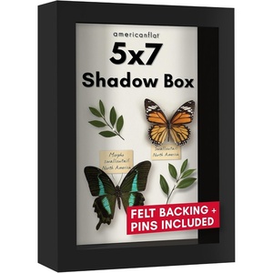 image:imageAmericanflat 11x11 Shadow Box Frame with ShatterResistant Glass  Silhouette Collection  Large Shadow Box Display Case for Tabletop and Wall Display  White with Soft Felt Back  Shatterresistant glass 15 inch interior depth displays keepsakes medals and memorabilia sawtooth hangers includedBlack