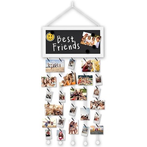 image:imageAmericanflat Hanging Photo Display with Five 23 Metal Chains  30 Long Picture Board with 30 Clips Included  Photo Display Ideal for Teen Girl Gifts Dorm Wall Decor and Bedrooms  BlackBrown