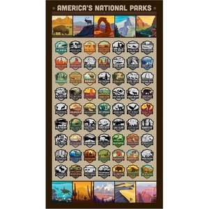 image:imageAmericanflat National Park Scratch Off Poster  Scratchable List of 50 States Across USA  24X24 Scratch Off Poster and US State Checklist with Full Color TravelStyle Icons165L x 295W