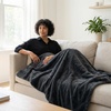 image:imageAmericanflat 50x60 Double Sided Faux Fur Throw Blanket  Soft and Breathable Throw Blanket for Couch Bed Chair  Gray Faux Fur Blankets Perfect for Home Bedroom or Outdoor UseDark Gray