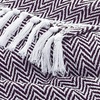 image:imageAmericanflat 50x60 Double Sided Faux Fur Throw Blanket  Soft and Breathable Throw Blanket for Couch Bed Chair  Gray Faux Fur Blankets Perfect for Home Bedroom or Outdoor UseZaina Eggplant and White Herringbone