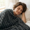 image:imageAmericanflat 50x60 Rouched Faux Fur Throw Blanket  Soft and Breathable Throw Blanket for Couch Bed Chair  White Faux Fur Blankets Perfect for Home Bedroom or Outdoor UseGray