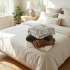 image:imageAmericanflat 50x60 Rouched Faux Fur Throw Blanket  Soft and Breathable Throw Blanket for Couch Bed Chair  White Faux Fur Blankets Perfect for Home Bedroom or Outdoor UseGray  White   Beige