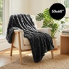 image:imageAmericanflat 50x60 Rouched Faux Fur Throw Blanket  Soft and Breathable Throw Blanket for Couch Bed Chair  White Faux Fur Blankets Perfect for Home Bedroom or Outdoor UseGray